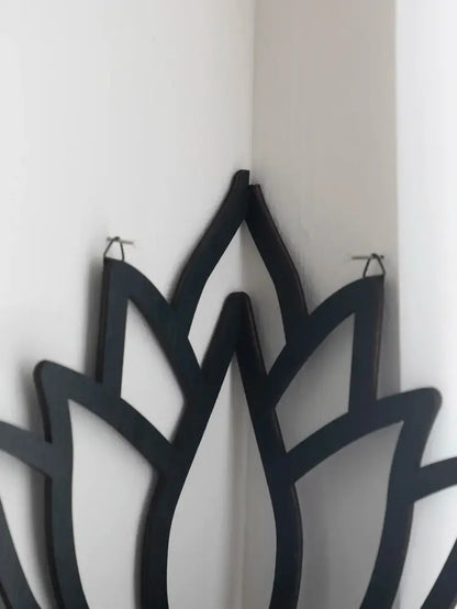 Modern black metal lotus floating wall shelf living room decor