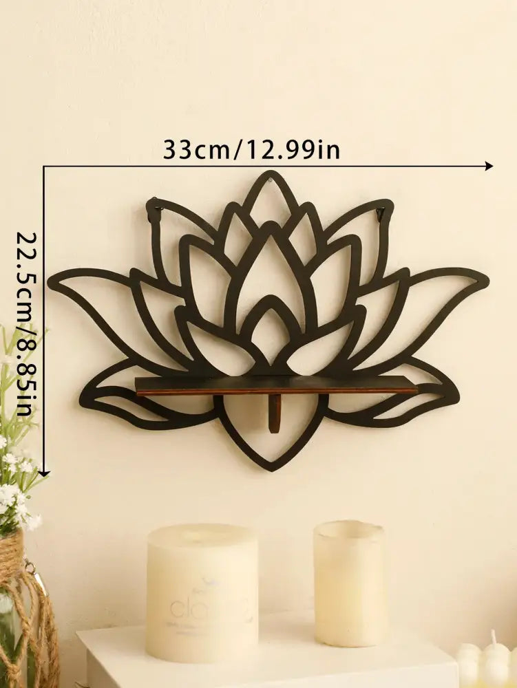 Modern black metal lotus floating wall shelf living room decor