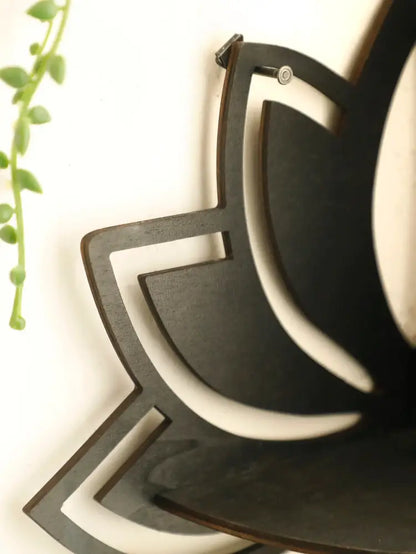 Modern black metal lotus floating wall shelf living room decor