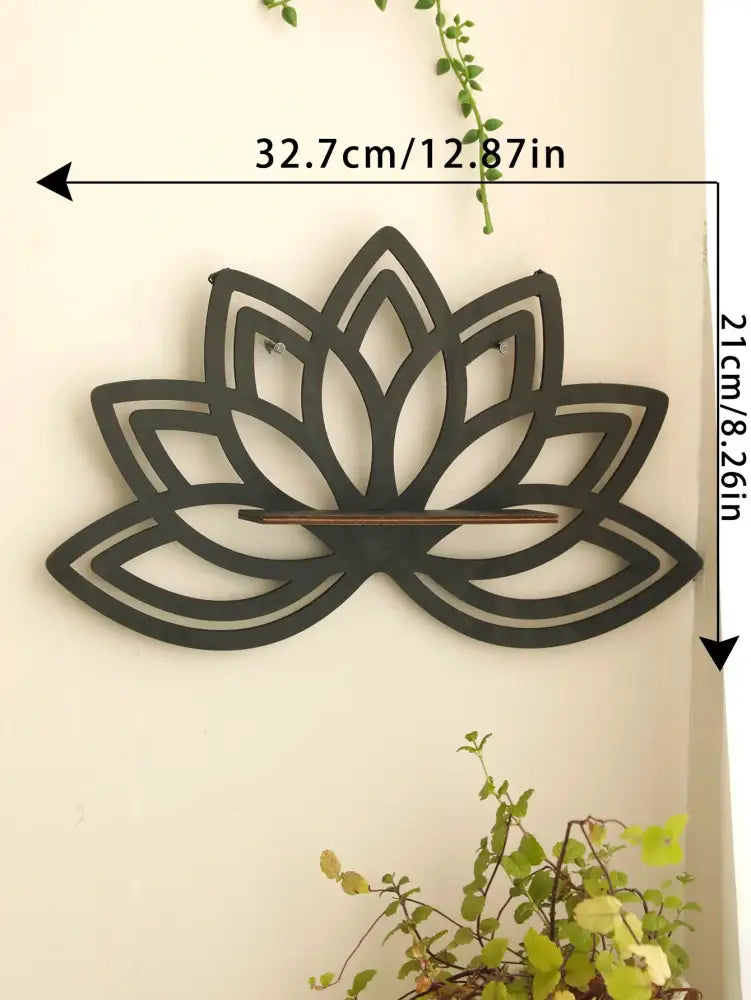 Modern black metal lotus floating wall shelf living room decor