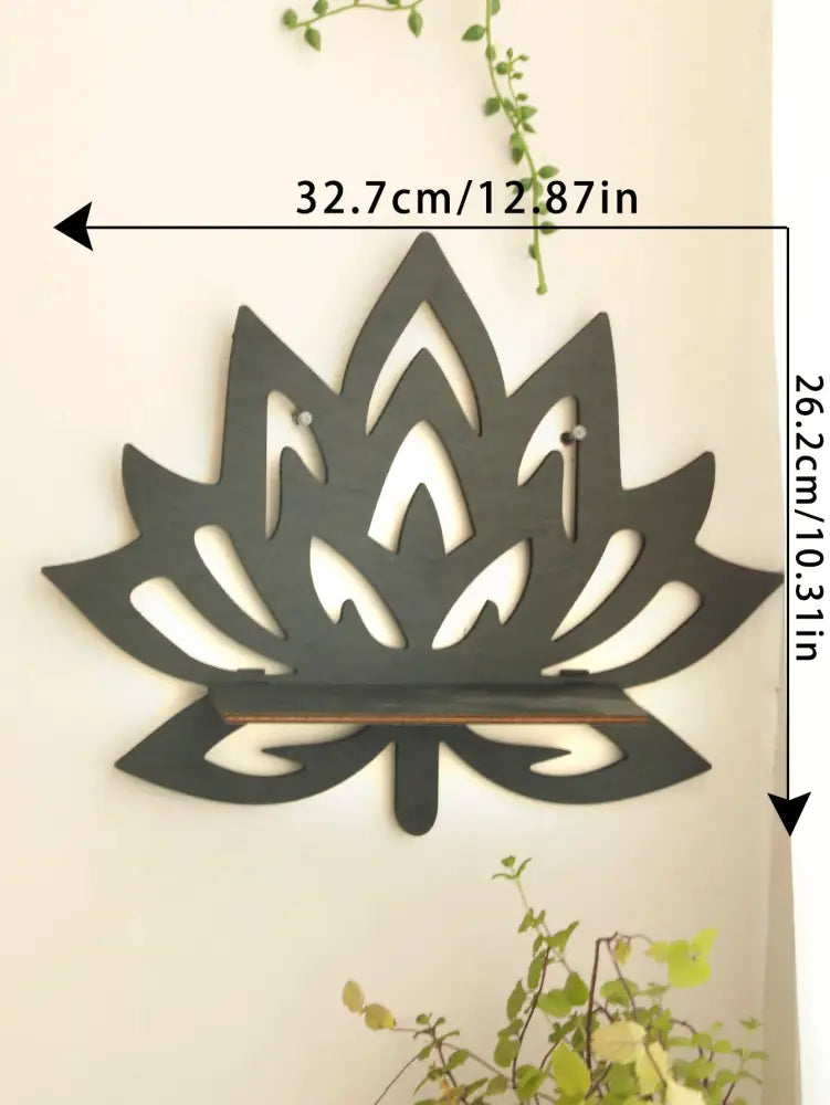 Modern black metal lotus floating wall shelf living room decor