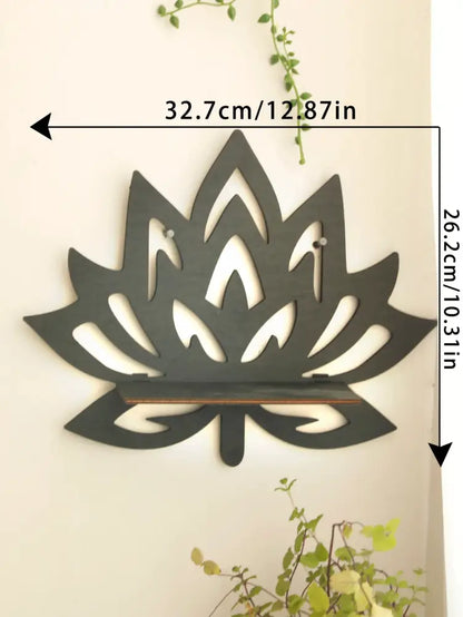 Modern black metal lotus floating wall shelf living room decor