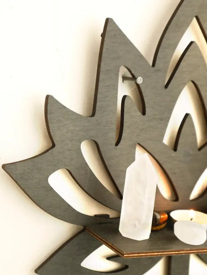 Modern black metal lotus floating wall shelf living room decor