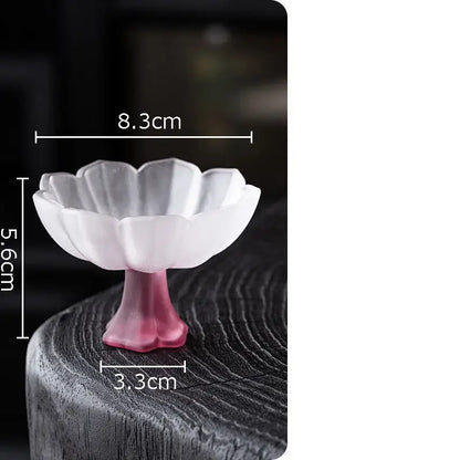 Lotus flower pink & white glass tea cups dining room dessert bowls