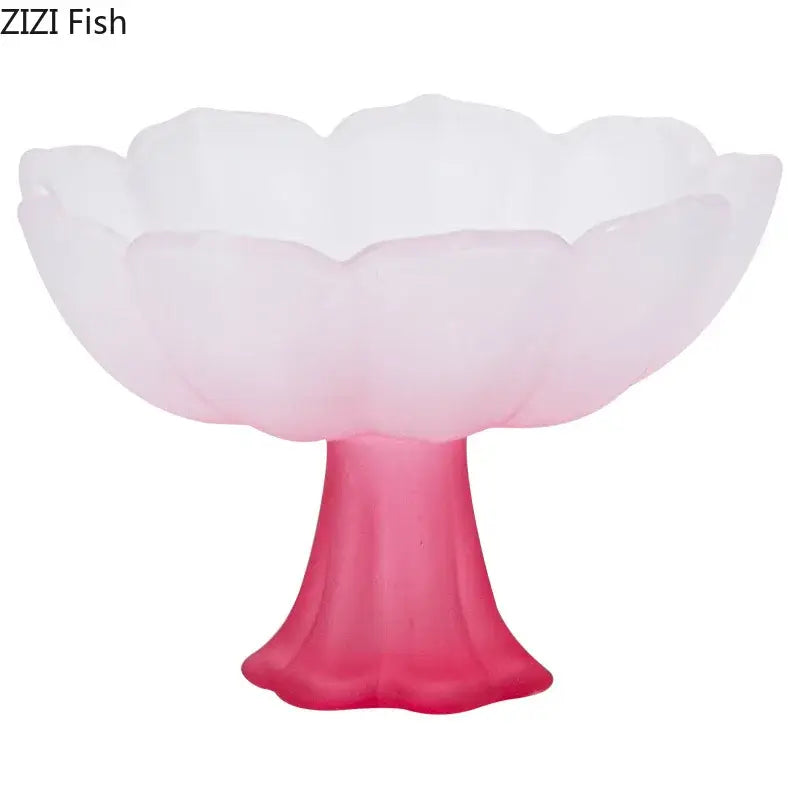 Lotus flower pink & white glass tea cups dining room dessert bowls