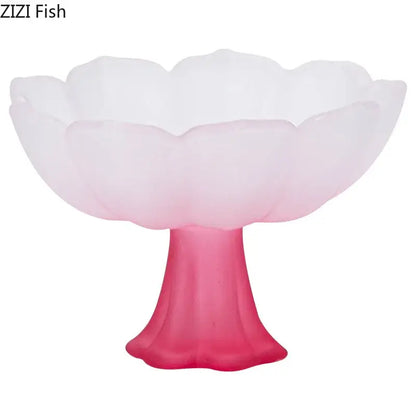 Lotus flower pink & white glass tea cups dining room dessert bowls