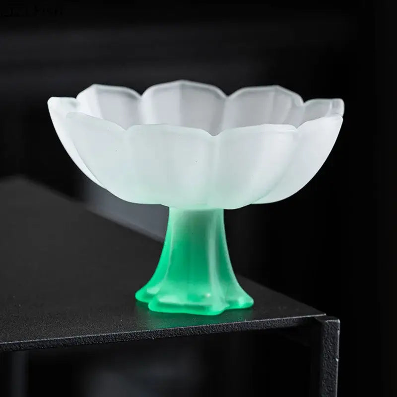 Lotus flower pink & white glass tea cups dining room dessert bowls