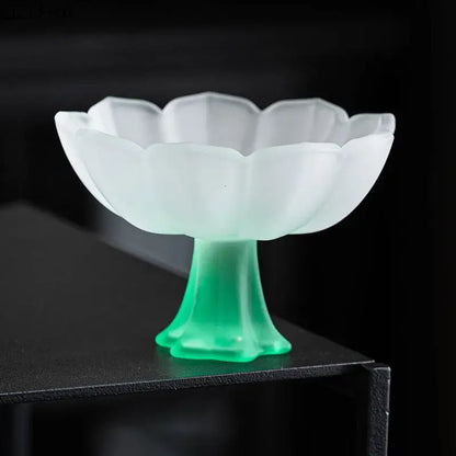 Lotus flower pink & white glass tea cups dining room dessert bowls