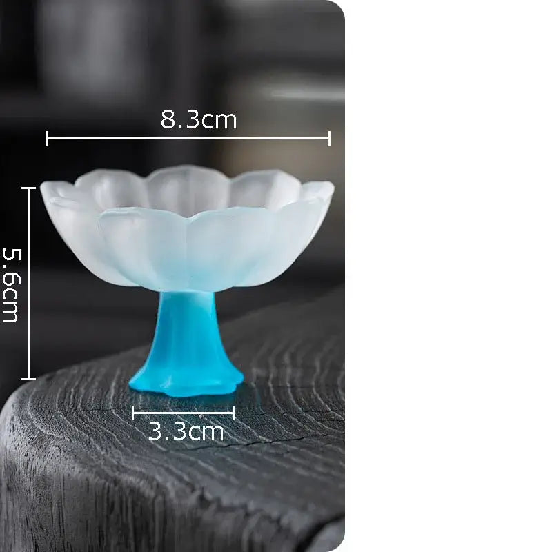 Lotus flower pink & white glass tea cups dining room dessert bowls