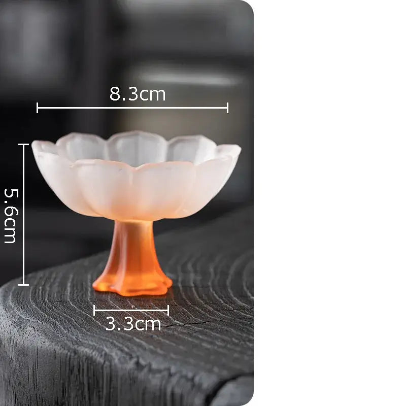 Lotus flower pink & white glass tea cups dining room dessert bowls