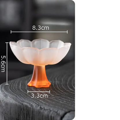 Lotus flower pink & white glass tea cups dining room dessert bowls