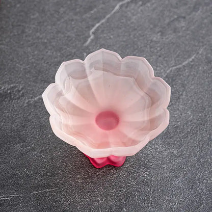 Lotus flower pink & white glass tea cups dining room dessert bowls