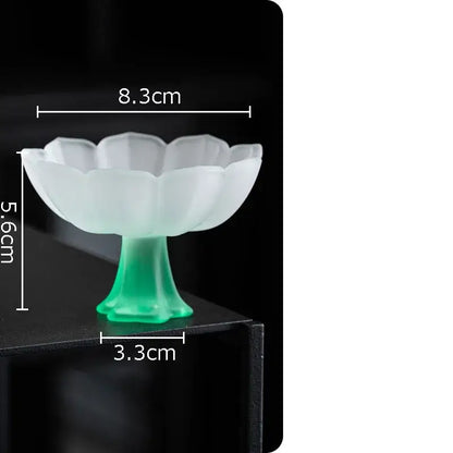Lotus flower pink & white glass tea cups dining room dessert bowls