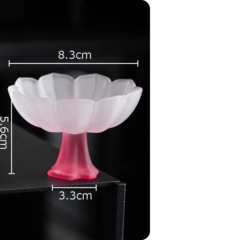 Lotus flower pink & white glass tea cups dining room dessert bowls