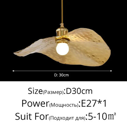 Gold hammered lotus flower pendant light for dining room