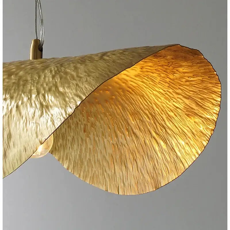 Gold hammered lotus flower pendant light for dining room