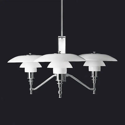 Sleek chrome lotus glass chandelier three light dining room pendant light