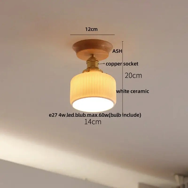 Modern amber lotus glass led ceiling light bedroom copper base