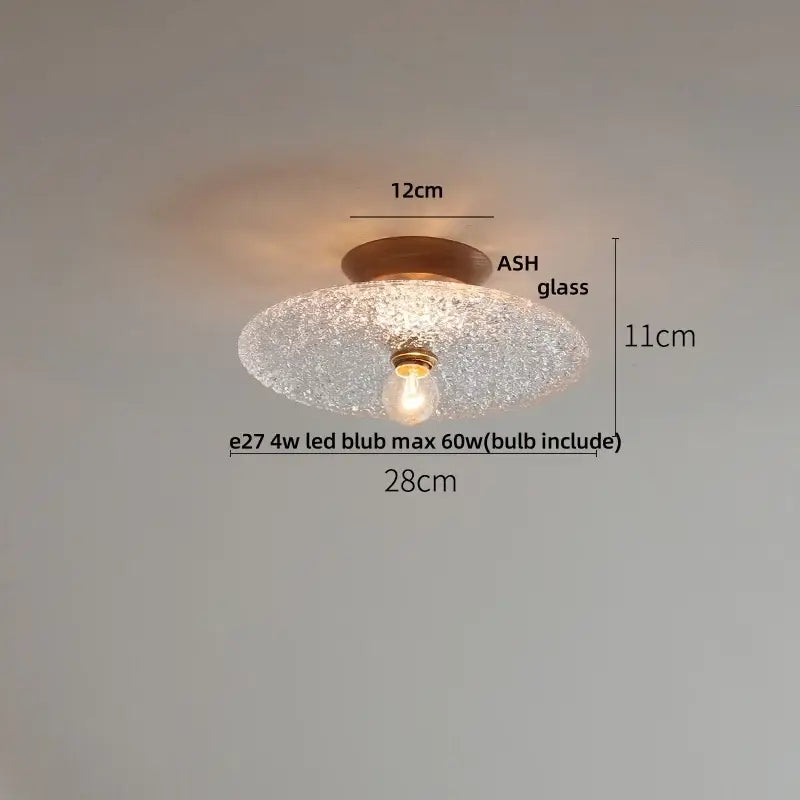 Modern amber lotus glass led ceiling light bedroom copper base