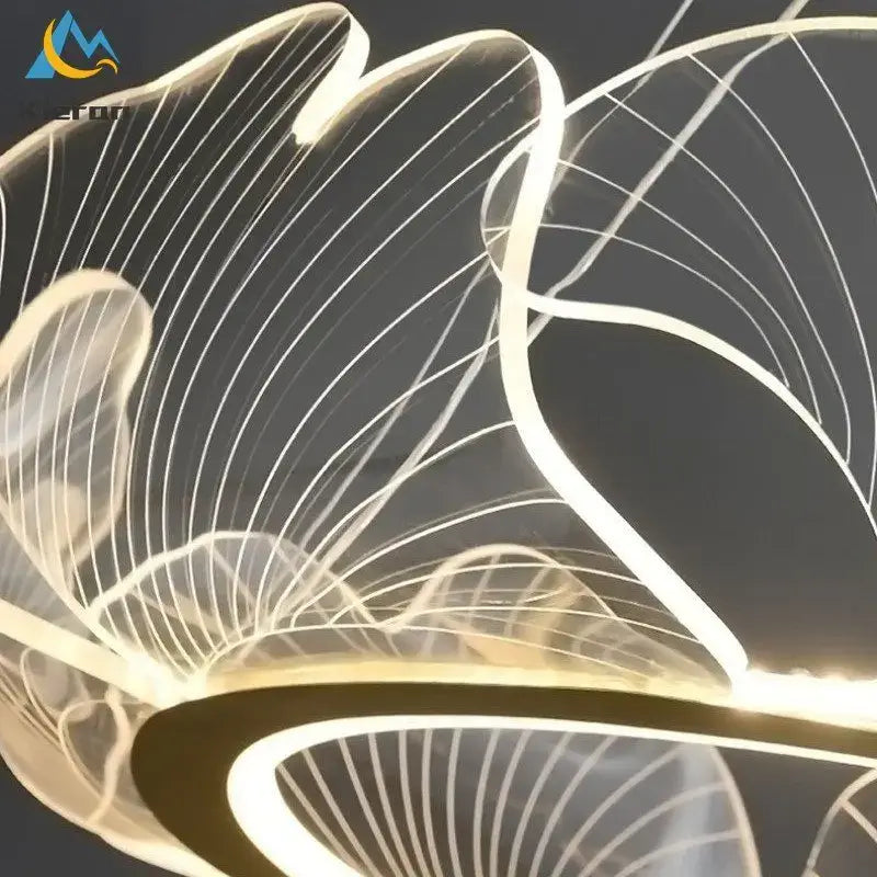 Modern gold lotus leaf acrylic pendant light dining room