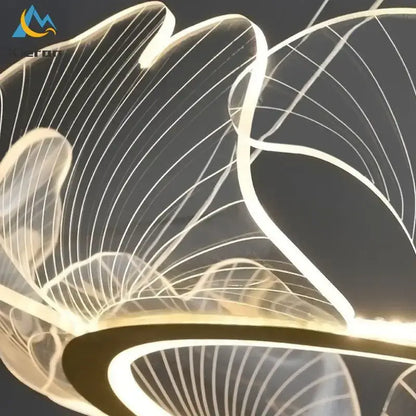 Modern gold lotus leaf acrylic pendant light dining room