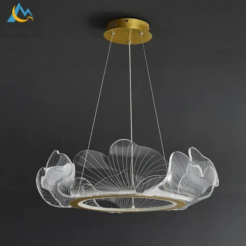 Modern gold lotus leaf acrylic pendant light dining room