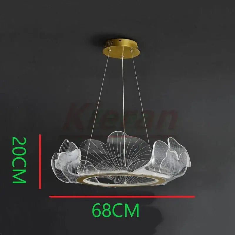 Modern gold lotus leaf acrylic pendant light dining room