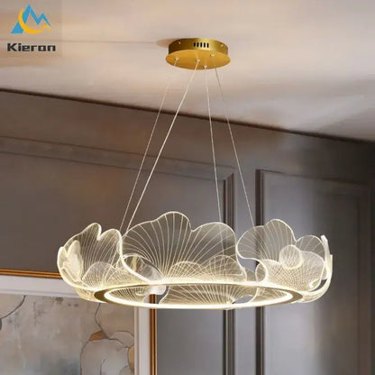 Modern gold lotus leaf acrylic pendant light dining room