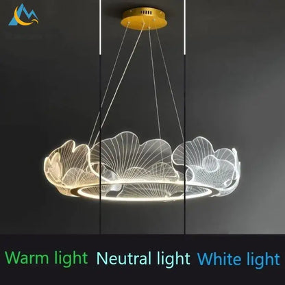 Modern gold lotus leaf acrylic pendant light dining room
