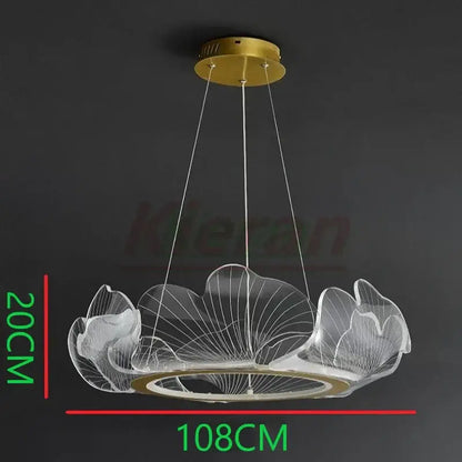 Modern gold lotus leaf acrylic pendant light dining room