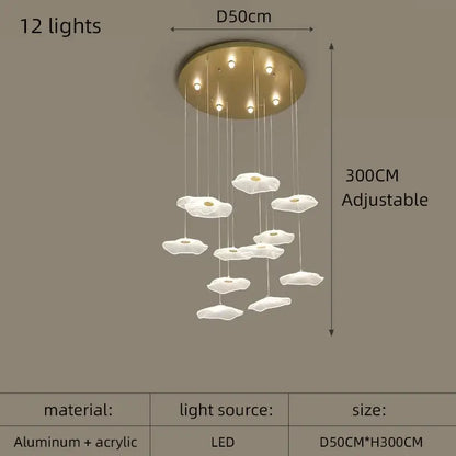 Modern gold lotus leaf pendant light dining room chandelier