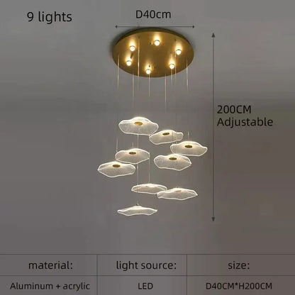 Modern gold lotus leaf pendant light dining room chandelier