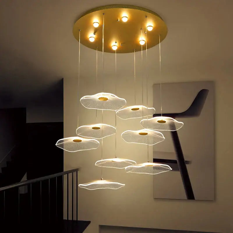 Modern gold lotus leaf pendant light dining room chandelier