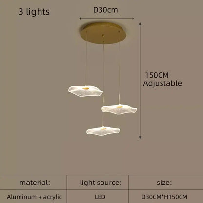 Modern gold lotus leaf pendant light dining room chandelier