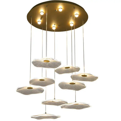 Modern gold lotus leaf pendant light dining room chandelier