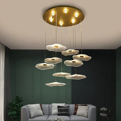 Modern gold lotus leaf pendant light dining room chandelier