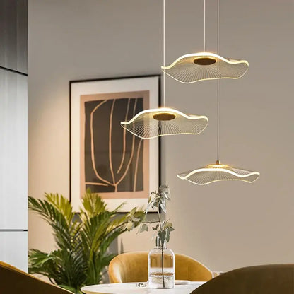 Modern gold lotus leaf pendant light dining room chandelier