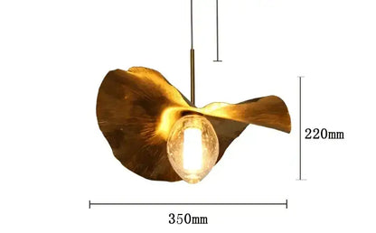 Minimalist lotus leaf brass pendant lamp for dining room