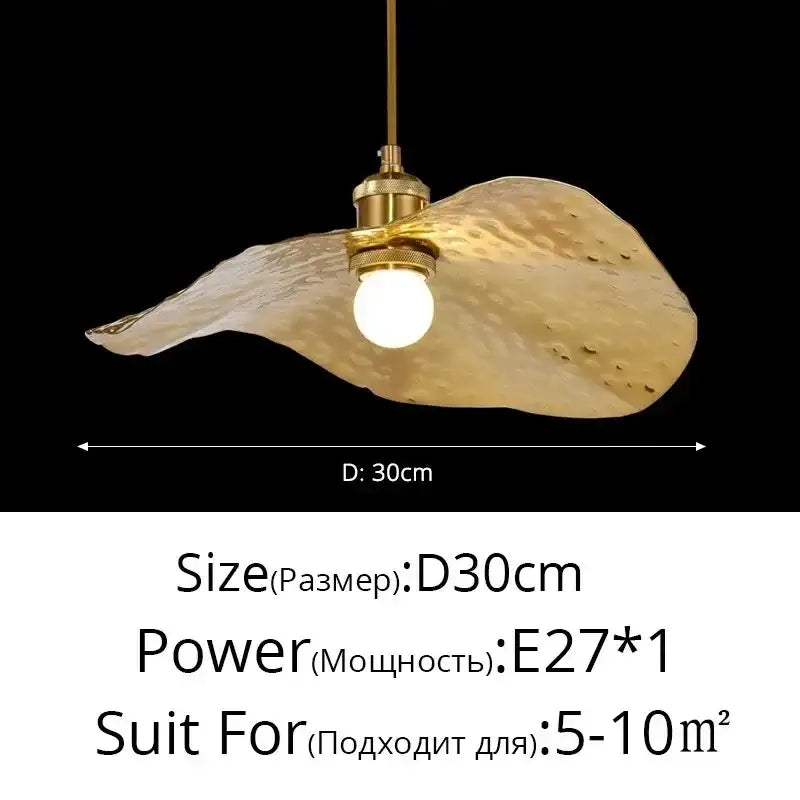 Minimalist lotus leaf brass pendant lamp for dining room