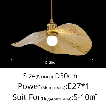 Minimalist lotus leaf brass pendant lamp for dining room