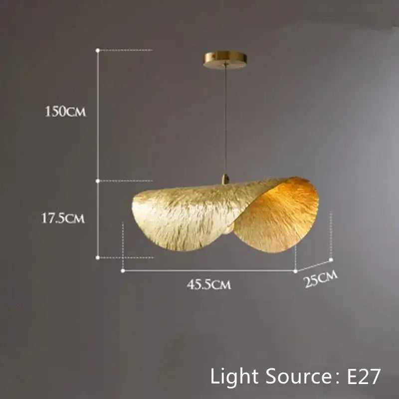 Minimalist lotus leaf brass pendant lamp for dining room