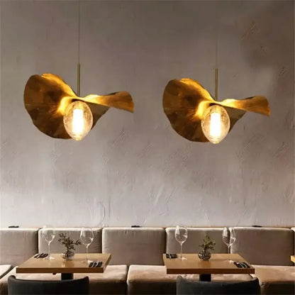 Minimalist lotus leaf brass pendant lamp for dining room
