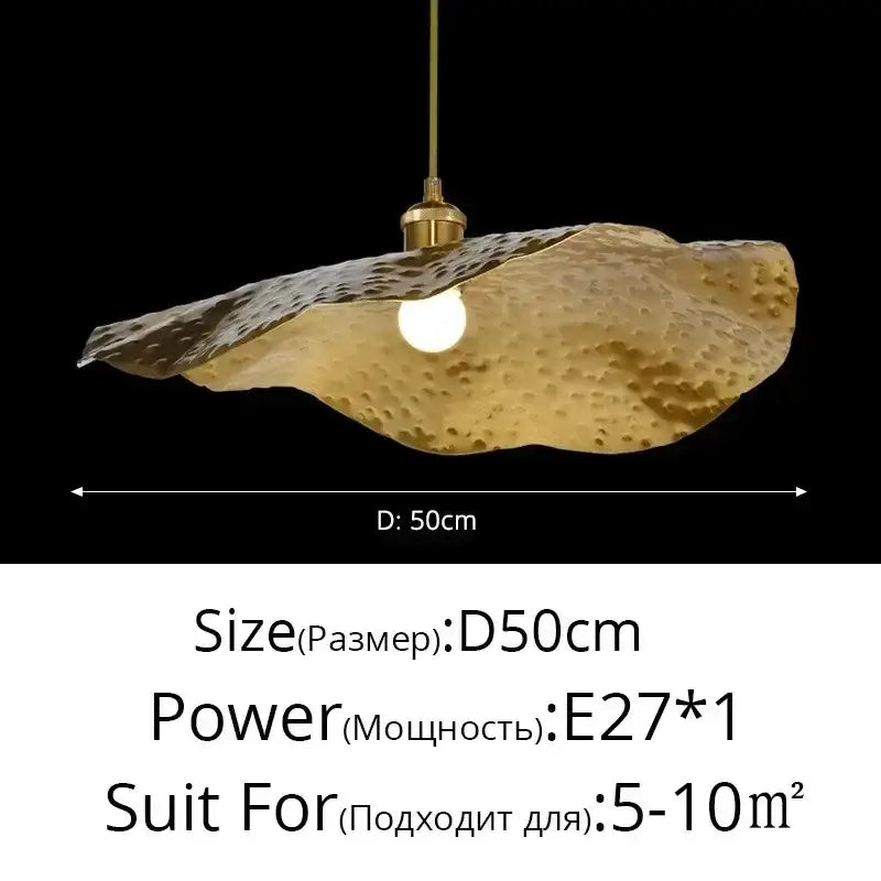 Minimalist lotus leaf brass pendant lamp for dining room