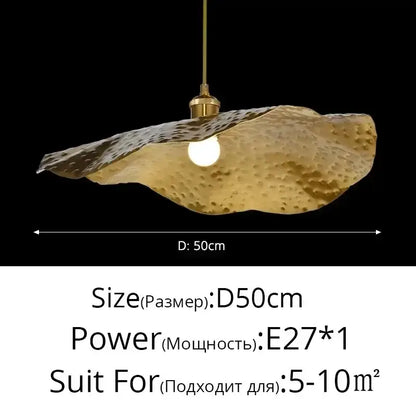 Minimalist lotus leaf brass pendant lamp for dining room
