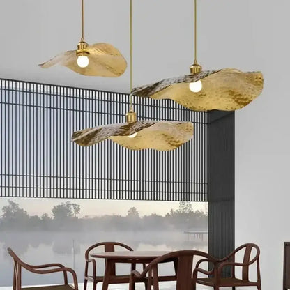 Minimalist lotus leaf brass pendant lamp for dining room