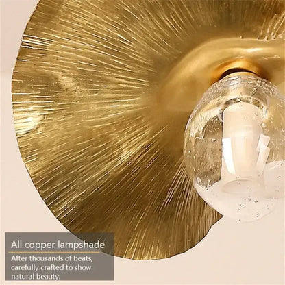 Minimalist lotus leaf brass pendant lamp for dining room