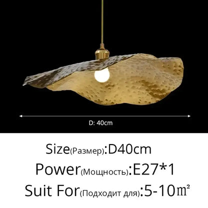 Minimalist lotus leaf brass pendant lamp for dining room
