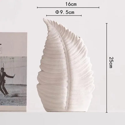 White scallop leaf ceramic vase living room floral decor