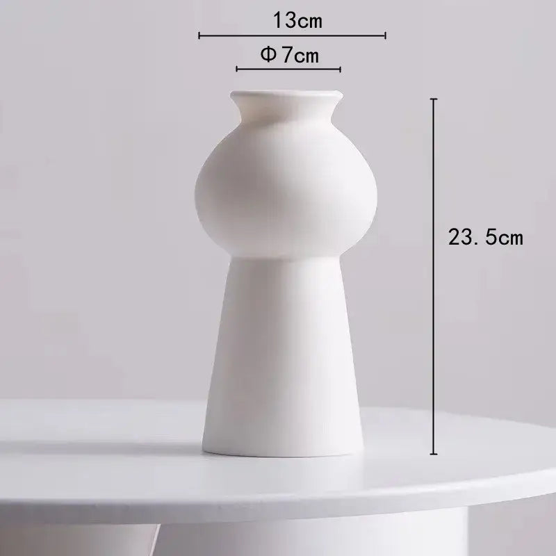 White scallop leaf ceramic vase living room floral decor