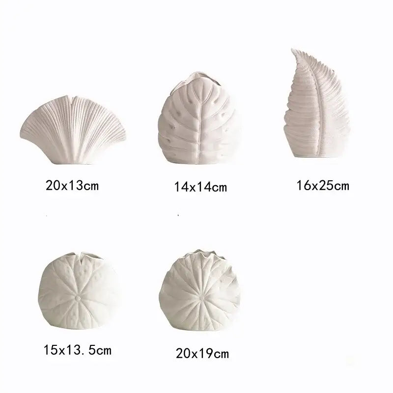 White scallop leaf ceramic vase living room floral decor